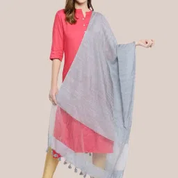 Dupatta Bazaar Grey Linen Dupatta image 1
