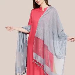 Dupatta Bazaar Grey Linen Dupatta image 4