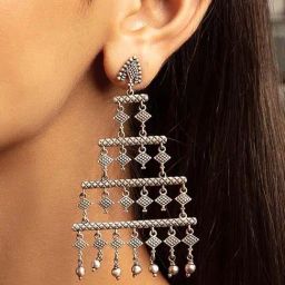 Shaya 92.5 Sterling Silver Antique Nanammas Temple Visit Earrings-image-6