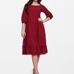 AND Maroon Embellished A-Line Midi Dress-image-60