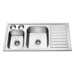 Jayna Signature Collection Jubilee 41x20 inch Matt Finish Stainless Steel Double Bowl Kitchen Sink including Vegetable Bowl & Drain Board, DBMB 07 (RHD)-image-24