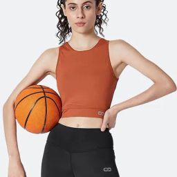 SILVERTRAQ Rust Relaxed Fit Crop Top-8