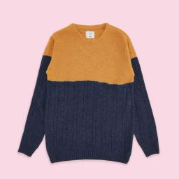 Pantaloons Junior Yellow & Navy Color Block Full Sleeves Sweater-picture-34