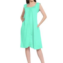 PATRORNA Mint Green Regular Fit A Line Dress-image-92
