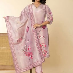 FLAMBOYANT Women Floral Printed Regular Kurta with Trousers & With Dupatta-image-82