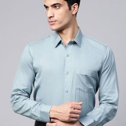 DENNISON Men Smart Slim Fit Solid Spread Collar Cotton Formal Shirt-image-94