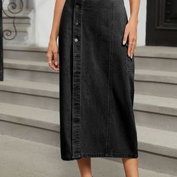 StyleCast Denim Midi A-Line Skirt-image-29