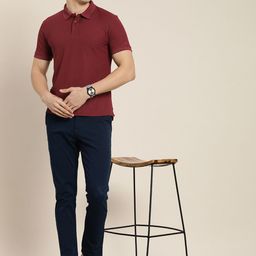 ether Men Maroon Solid Polo Collar Antimicrobial T-shirt-image-20