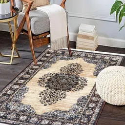 MODEFE Cream-Coloured Traditional Anti-Skid Nylon Carpet-14