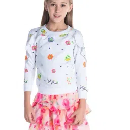 Cherry Crumble By Nitt Hyman Kids White Embroidered Sweatshirt-image-28
