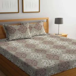 Klotthe Multicolor Cotton Blend 300 TC Double Bedsheet With 2 Pillow Covers-image-71
