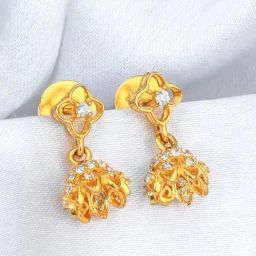GIVA 92.5 Sterling Silver Golden Mystic Floral Jhumki Earrings-image-6