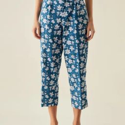 Arras Blue Floral Print Slim Pants-image-2