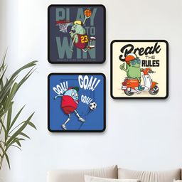 Aura Blue & Red 3 Pieces Motivational Quotes Wall Paintings-image-85