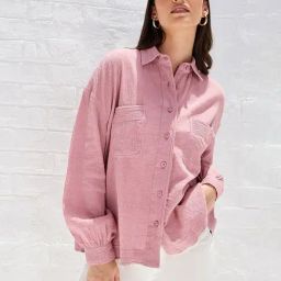 Styli Pink Cotton Regular Fit Shirt-image-68