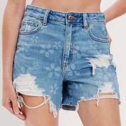 American Eagle Outfitters Blue Distressed Mid Rise Denim Shorts-image-61