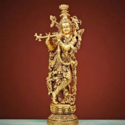 Ekaa Handicrafts Gold Radha Krishna Statue-10