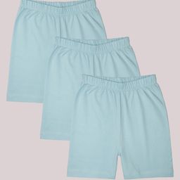 Kiddopanti Pack Of 3 Solid Cycling Shorts - Ice Blue-image-50
