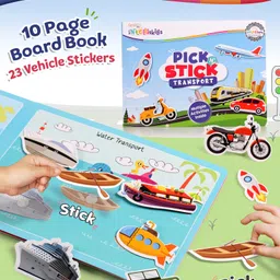 Intelliskills Pick N' Stick Transport Premium Board Book|Land, Air & Sea|2,3,4 Wheelers | Montessori Activity Book with Reusable Velcro Stickers |23 Stickers, 10 Book Pages | English-picture-7