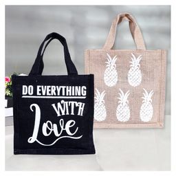 Kuber Industries Lunch Bag  Jute Carry Bag  Lunch Handbag  Lunch Bags for office  Reusable Lunch Bag with Handle  Tiffin Carry Hand Bag  Small  Pack of 2  Multi-image-93
