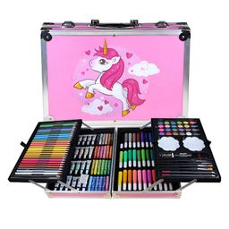 VELLIQUE Professional Art Set Drawing Painting Sketching Coloring Set All In 1 Art Set Includes Oil Pastels Colored Pencils & Pens Watercolors & More Unicorn Design Aluminium Case - 145 Pieces-21