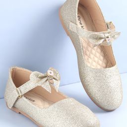Pine Kids Ballerinas With Velcro Closure & Bow Applique - Gold-picture-13