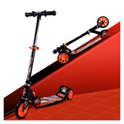 Kidsmate Roadeo Metal Kick Scooter with 4 Adjustable Height Scooter Foldable & Attractive PVC Wheels with Rare Brakes for Kids - Black-25