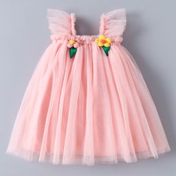 Mark & Mia Sleeveless Party Frock With Floral Applique - Pink-image-73