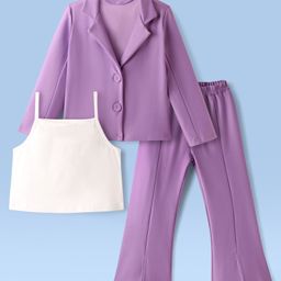 Babyhug Woven Full Sleeves Solid Colour Party Suit With Inner Top - Lilac-image-26