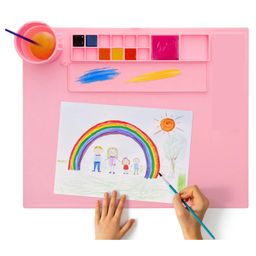 MUREN Silicone Craft Mat Silicone Painting Pad with Removable Folding Cup, Painter Holders, Silicone Artist Pads-Random color-13