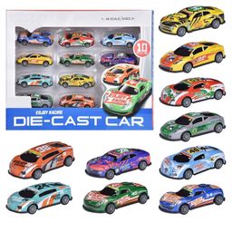 SUPER TOY 10 Unbreakable Racing Mini Diecast Car Models Set Pull Back Vehicles Metal Alloy Car Play Set - Blue Green-16