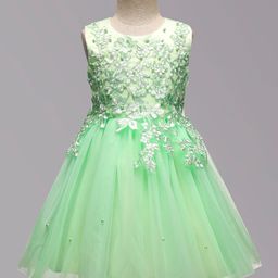 Mark & Mia Woven Sleeveless Party Dress With Floral Embroidery - Light Green-image-56