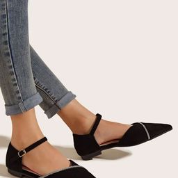 Shoetopia Rhinestones Embellished Buckle Closure Sandals - Black-image-46