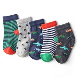 Cute Walk by Babyhug Knit Ankle Length Anti-Bacterial Sock with Stripe & Animal Design Pack of 5 - Multicolor-image-81