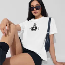 The Souled Store Women Kung Fu Panda Graphic Printed Round Neck Relaxed Fit T-shirt-image-95