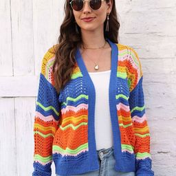 bebe Women Striped Open Knit Sweater-image-32