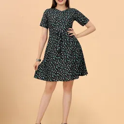 Moda Rapido Polka Dot Print Crepe Fit & Flare Dress-image-13