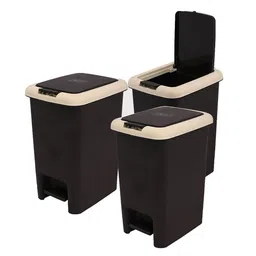 Kuber Industries Brown & Cream 3 Pieces Pedal Bins 7 l-18