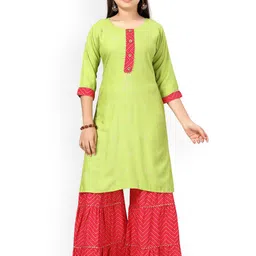 BAESD Girls Printed Regular Pure Cotton Kurti with Sharara-image-30