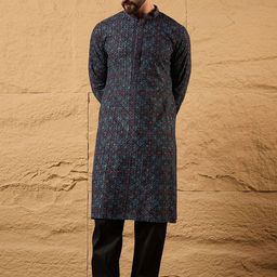 House of Pataudi Chikankari Embroidered Straight Kurta-picture-29