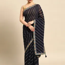 LeeliPeeri Designer Women Leheriya Gotta Patti Poly Chiffon Saree-image-26