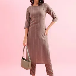 Shaily Women Striped Regular Sequinned Kurta with Trousers-picture-48