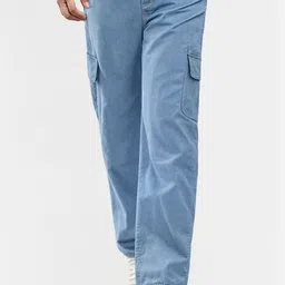 SZN Men Classic Relaxed Fit Mid-Rise Stretchable Cotton Cargo Style Jeans-picture-5