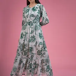all about you Floral Print Georgette Fit & Flare Maxi Dress-image-17