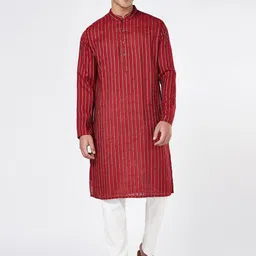 indus route by Pantaloons Men Thread Work Dobby Pathani Kurta-picture-2