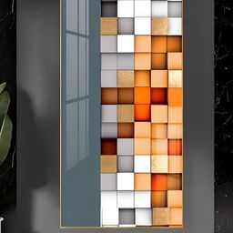 THE NEXT DECOR Multiple Abstract Blocks Glass Finish Vertical Wall Art-image-25