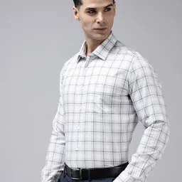 Van Heusen Slim Fit Opaque Checked Pure Cotton Formal Shirt-image-53