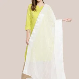 Dupatta Bazaar White Self Pattern Dupatta image 1