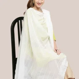 Dupatta Bazaar White Self Pattern Dupatta image 4