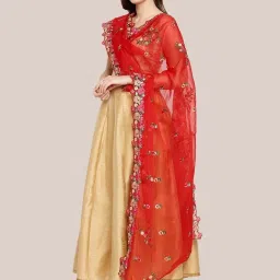 Dupatta Bazaar Red Embroidered Dupatta image 3